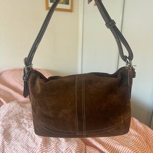 SOLD Vintage Coach East West Suede Shoulder Bag / Crossbody Purse